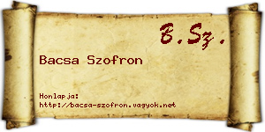 Bacsa Szofron névjegykártya